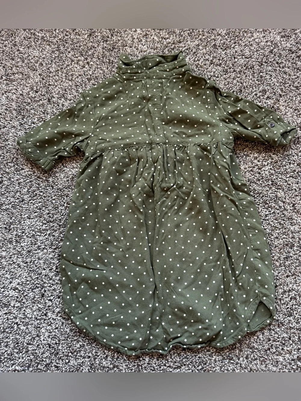 Old Navy Olive Green Polka Dot Button-Front Dress